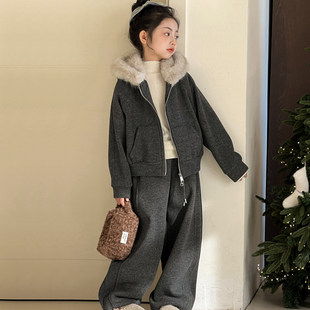 女童加绒卫衣套装冬装2026新款女大童直筒裤青少年女孩超好看童装