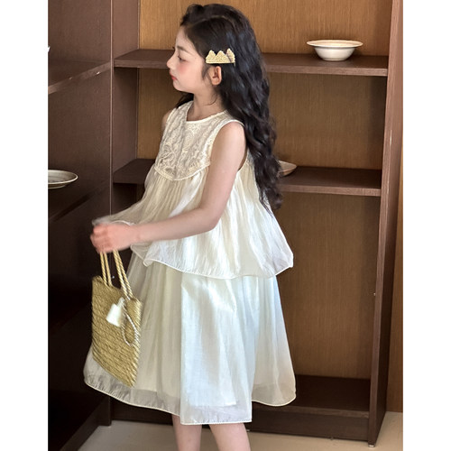 女童无袖连衣裙夏季2026新款韩国童装初中生女孩夏季巨好看公主裙