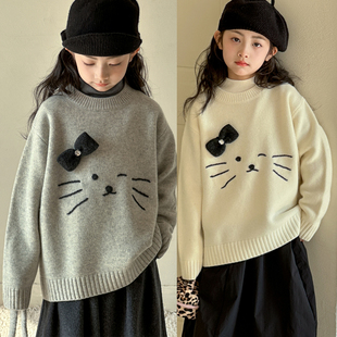女童毛衣2026冬季新款韩系儿童卡通加厚上衣童装女大童针织打底衫