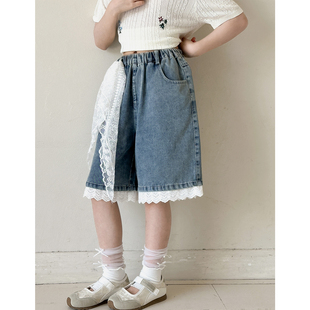 女童牛仔短裤夏季薄款2026新款儿童夏季宽松裤子女大童百搭休闲裤