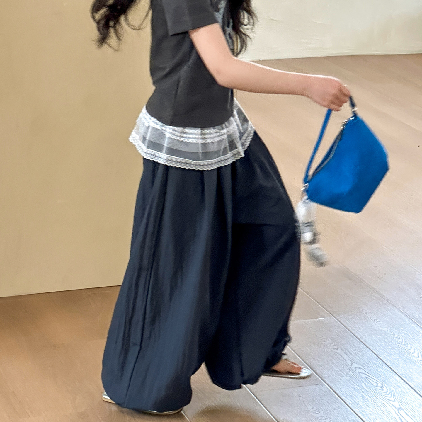 女童速干防蚊裤夏装2026新款初中生夏季薄款长裤大童蕾丝拼接裤子