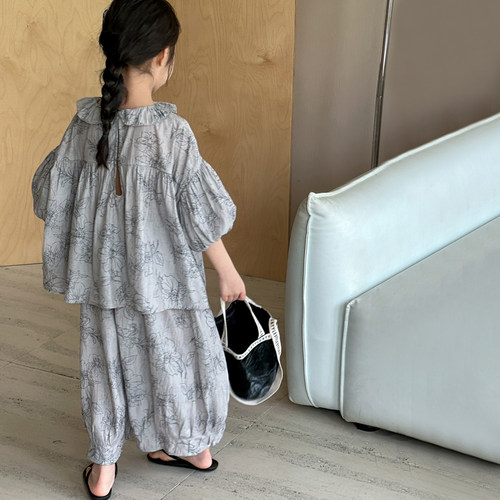 女大童夏季短袖阔腿裤两件套