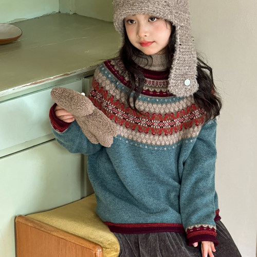 女童毛衣2025秋冬新款女大童加厚保暖针织衫青少年儿童打底衫上衣