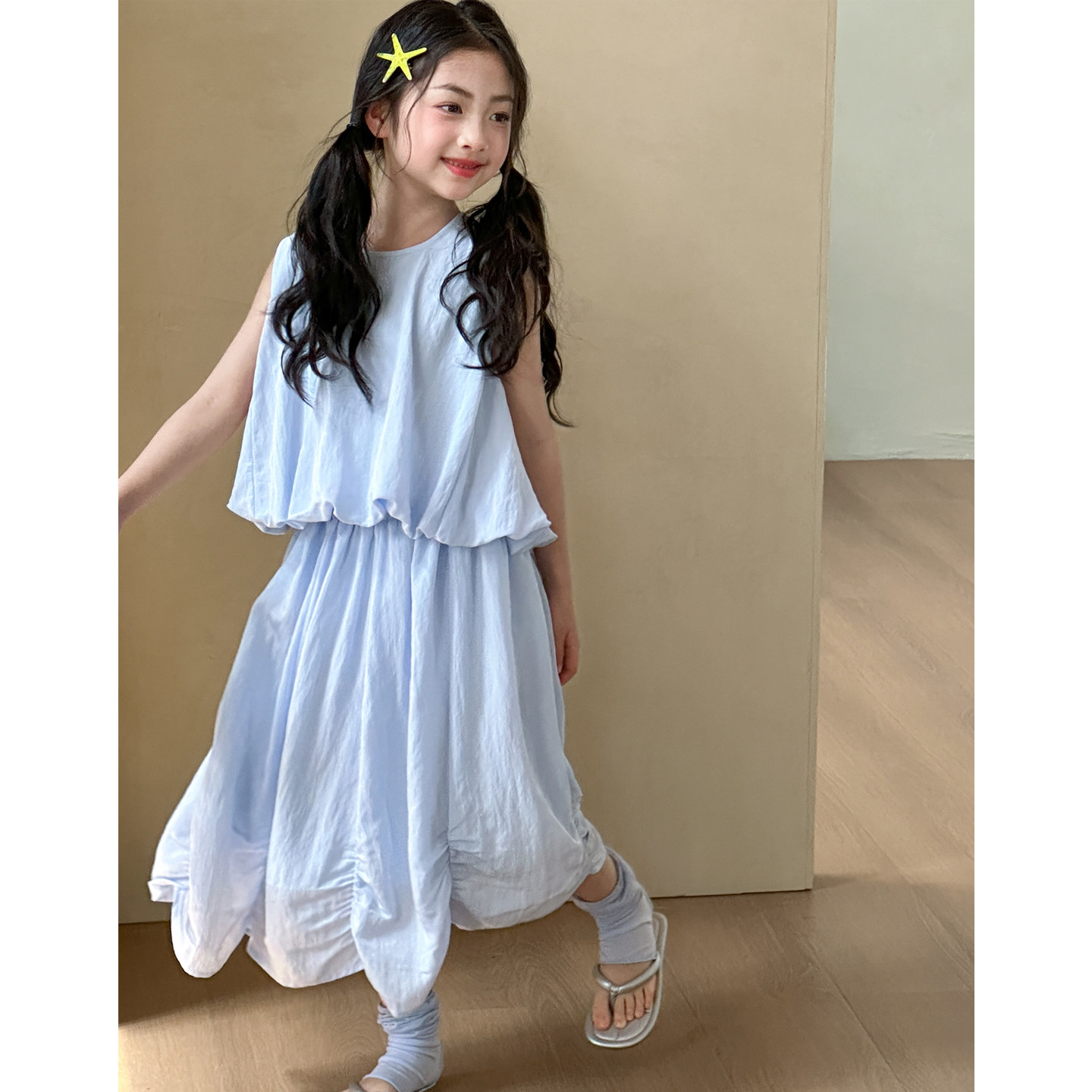 女童无袖套装夏装2026新款女大童夏季超漂亮两件套初中生半身裙子