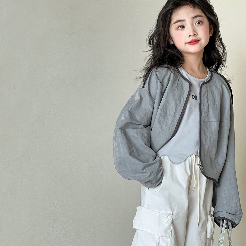 女童棒球服外套春装2025新款洋气中大童韩版儿童短款春装圆领上衣