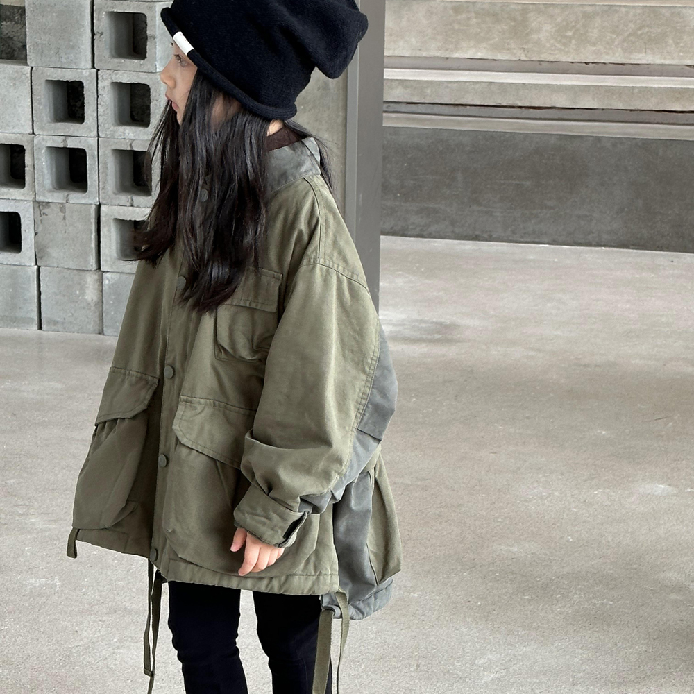 女童棉衣外套2025新款儿童户外秋冬加厚洋气拼色大童夹棉宽松上衣