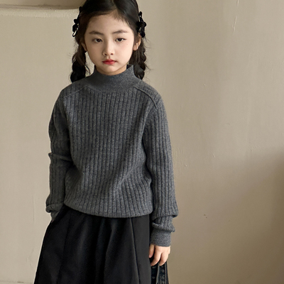 女童半高领毛衣羊毛衫秋冬打底衫
