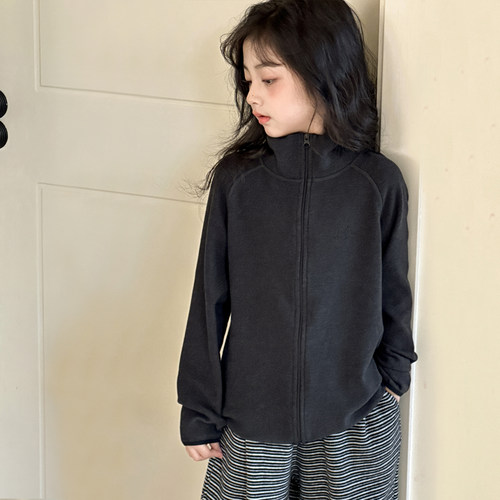 女童春秋款德绒外套洋气立领