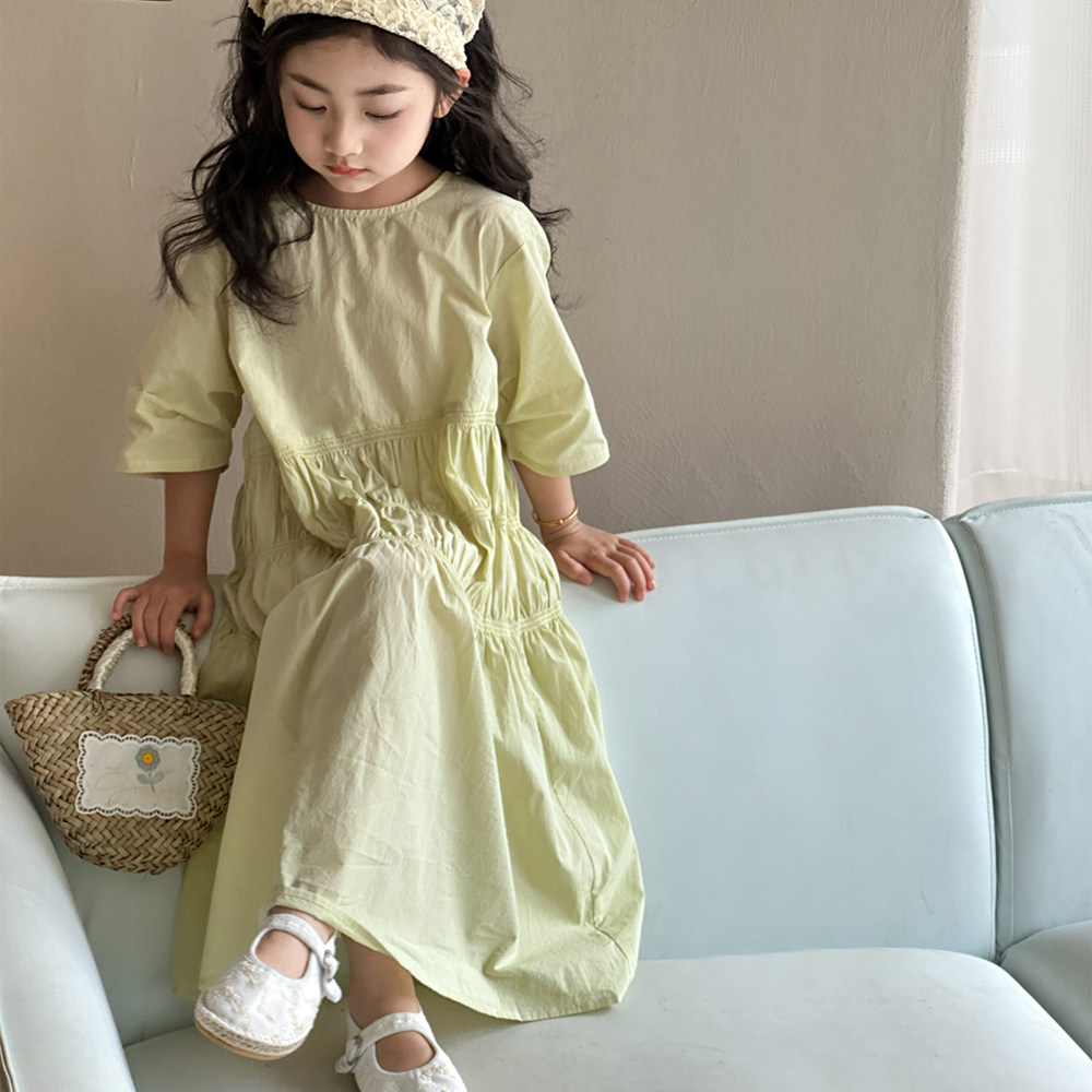 女童连衣裙夏款2026新款儿童短袖裙子高级感夏装女大童海边度假裙