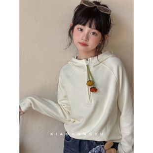 女童长袖T恤秋装韩国童装大童女装秋季连帽卫衣青少年洋气打底衫