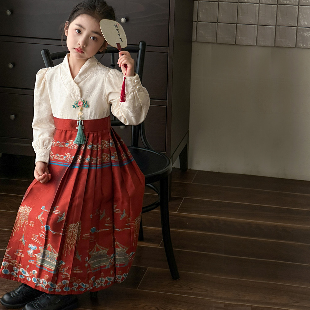 女童马面裙拜年服女大童加厚汉服裙子中国风新中式唐装儿童连衣裙,童装/婴儿装/亲子装,连衣裙,淘宝优惠券,粉丝福利购,淘宝优惠卷