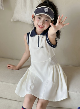 女童连衣裙夏装速干运动服2026新款儿童夏季冰丝网球裙女大童裙子