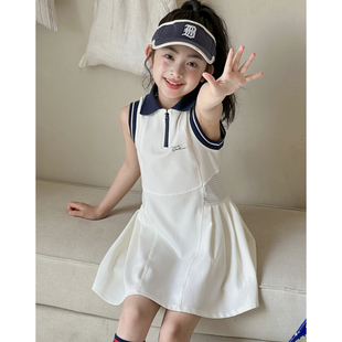 女童连衣裙夏装速干运动服2026新款儿童夏季冰丝网球裙女大童裙子