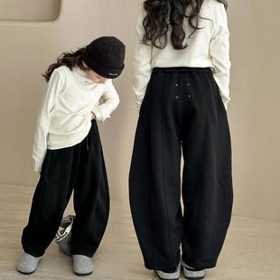 女童加绒裤子冬装新款儿童洋气宽松休闲裤秋冬款女大童香蕉镰刀裤