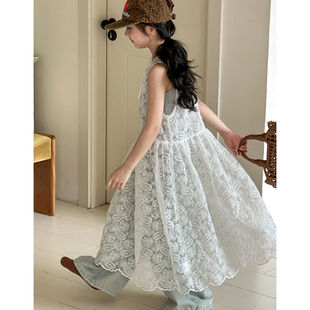 女童背心裙春秋2026新款女大童春装蕾丝公主裙子初中生春季连衣裙