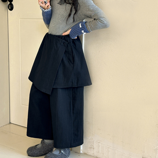 女童裤子2026春装新款初中生儿童假两件休闲阔腿裤女大童春秋裙裤