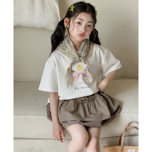 女童短袖T恤夏装2026超火初中生夏季半袖上衣大童独特超好看衣服