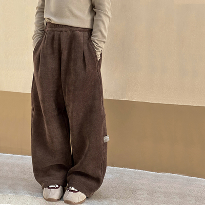 女童灯芯绒裤子加绒加厚直筒裤