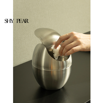 shypea不锈钢蛋壳迷你垃圾桶