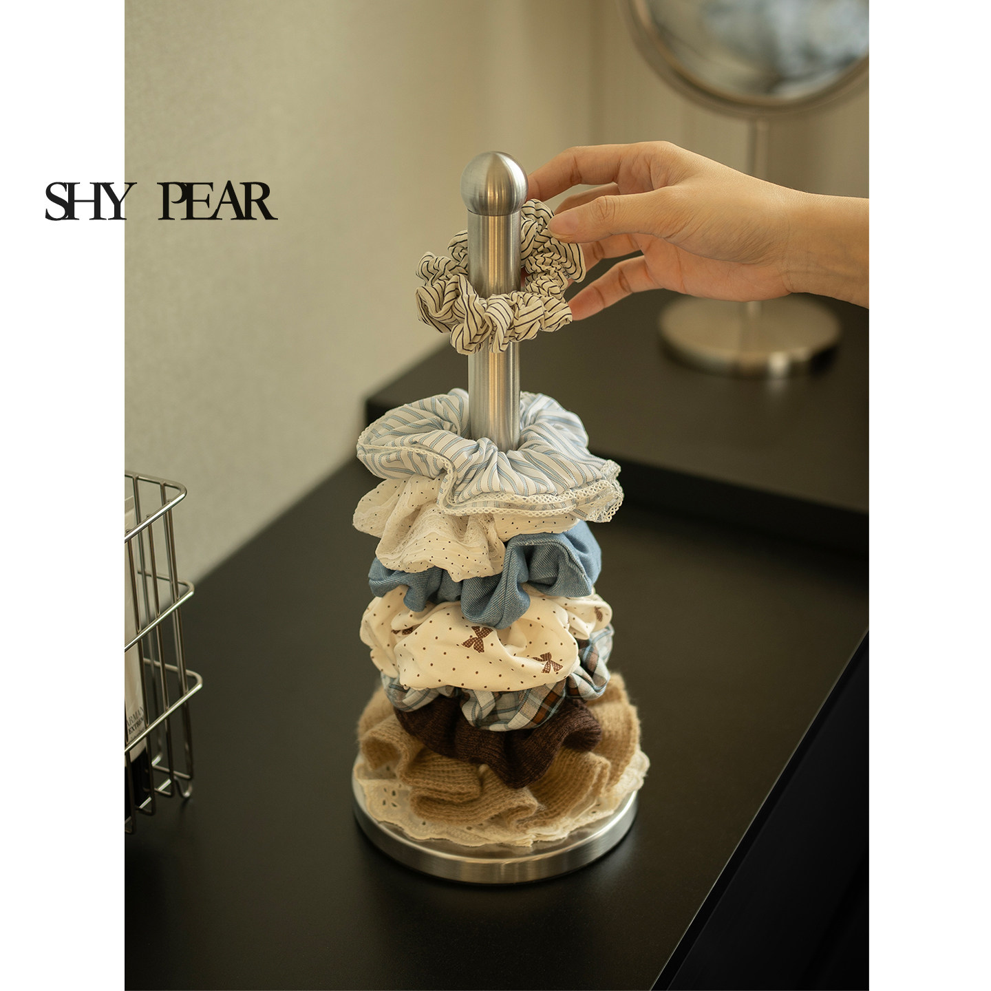 shy pear羞梨 发圈架 不锈钢桌面首饰展示架发绳肥肠圈发饰收纳架