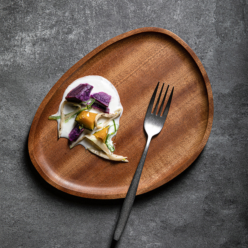 佐典小盘子乌檀木异形复古木碟子