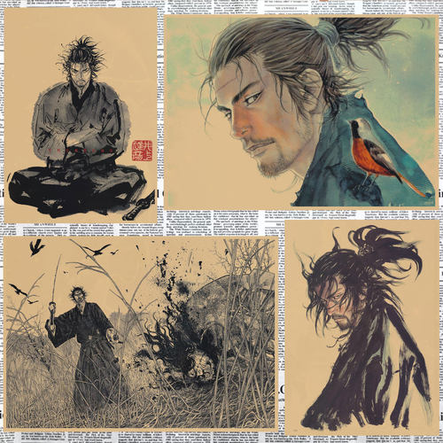 动漫浪客牛皮纸海报酒吧