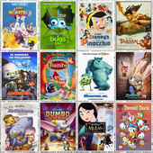 卡通动画海报迪士尼爱丽丝白雪公主唐老鸭小鹿斑比牛皮纸墙画