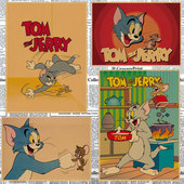 猫和老鼠汤姆和杰瑞卡通动漫复古牛皮纸装 饰墙画壁画118