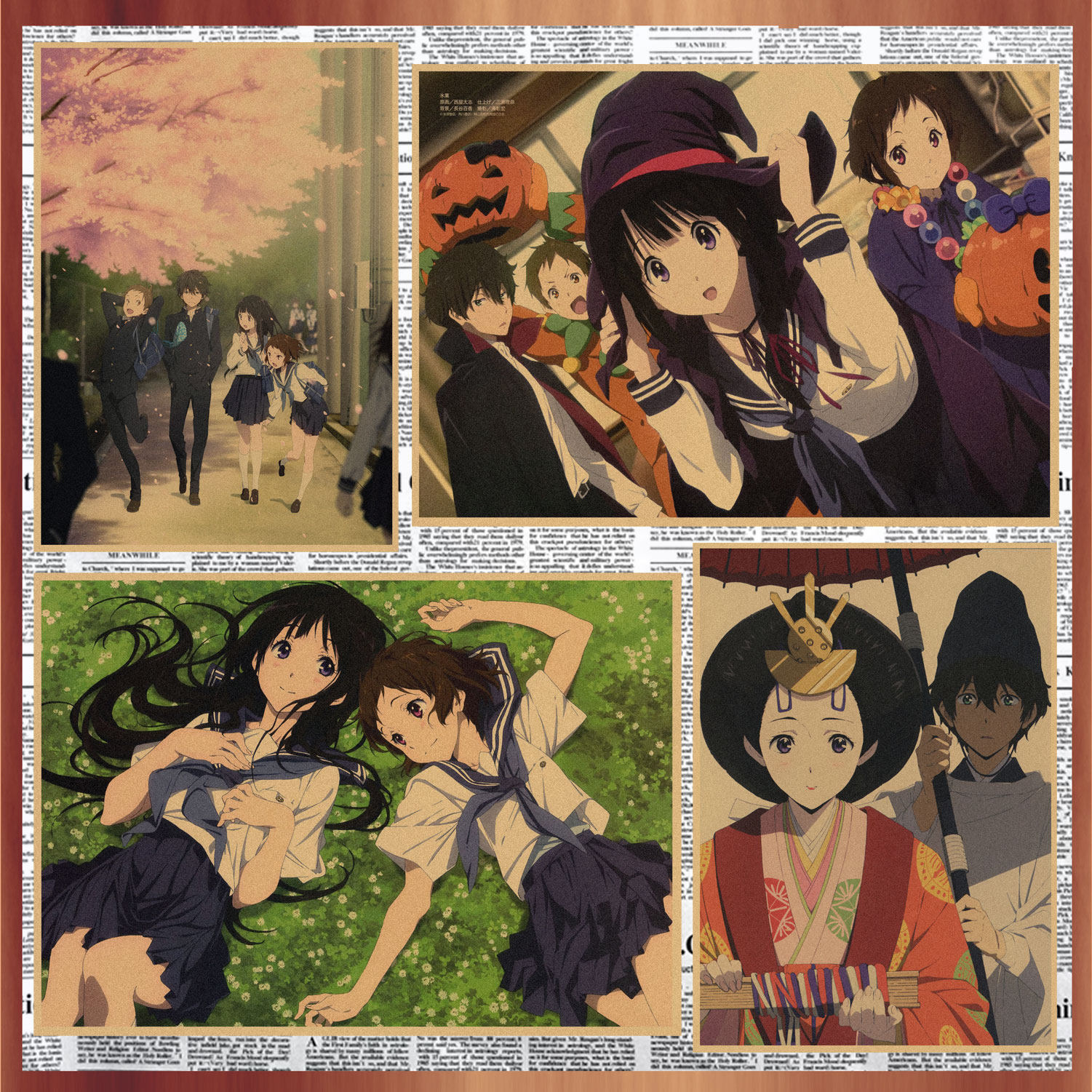 日式动漫 冰果 冰菓hyouka 海报 复古牛皮纸装饰墙画壁画274