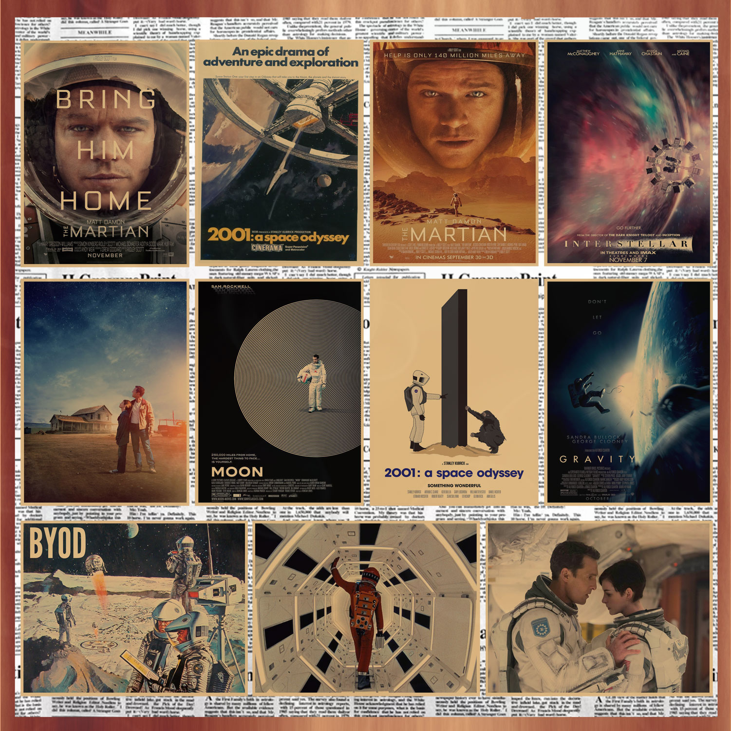 太空漫游星际穿越复古牛皮纸海报