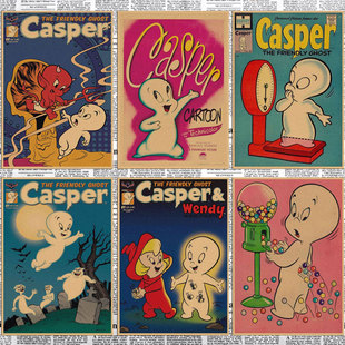鬼马小精灵 Casper海报卡通动漫复古牛皮纸画报装饰墙画143