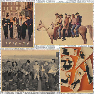 美剧老友记六人行复古牛皮纸海报酒吧咖啡厅装饰墙画壁画337