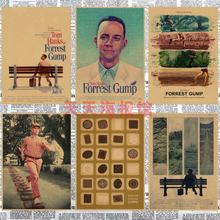 阿甘正传励志电影海报 汤姆汉克斯复古牛皮纸装饰墙画壁画591