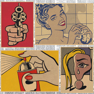 roy lichtenstein波普艺术复古牛皮纸海报酒吧咖啡厅装饰墙画357