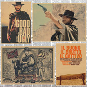 复古牛皮纸装 荒野大镖客 黄金三镖客电影海报 饰墙画壁画335