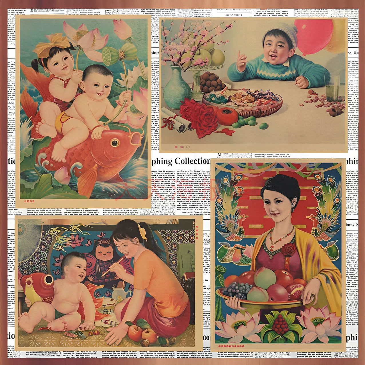 怀旧年画送子图娃娃画吉祥如意海报饭店农家乐招贴画装饰墙画502 家居饰品 现代装饰画 原图主图