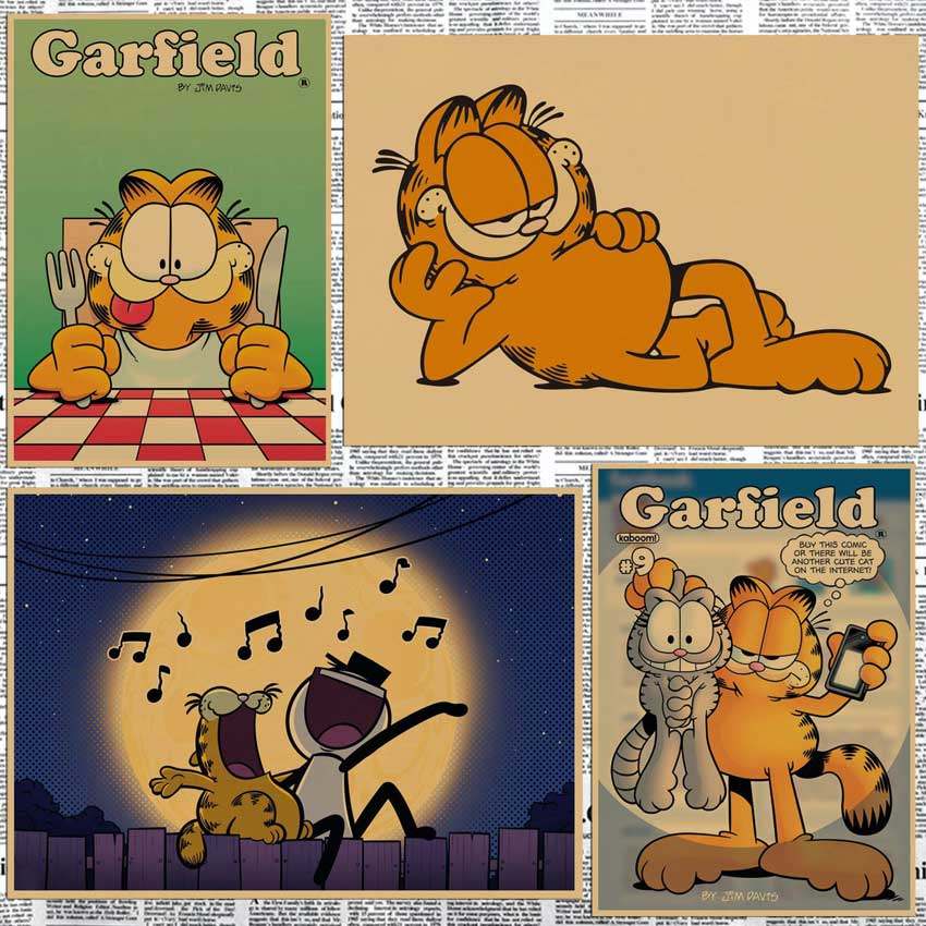 Garfield加菲猫卡通动漫海报饭店酒吧咖啡厅复古牛皮纸装饰画125,家居饰品,现代装饰画,淘宝优惠券,粉丝福利购,淘宝优惠卷