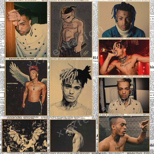 xxxtentacion 说唱嘻哈牛皮纸复古海报酒吧咖啡厅装饰画宿舍墙画