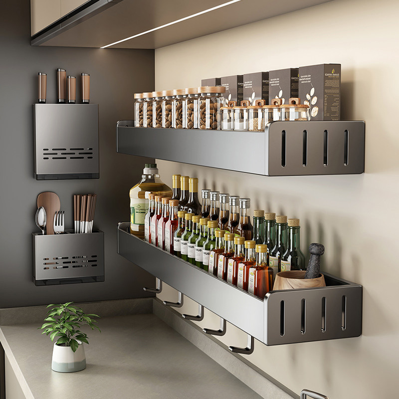 厨房置物架壁挂式免打孔家用调味料用品大全刀架挂架多功能收纳架,厨房/烹饪用具,厨房置物架/置物柜/角架,淘宝优惠券,粉丝福利购,淘宝优惠卷