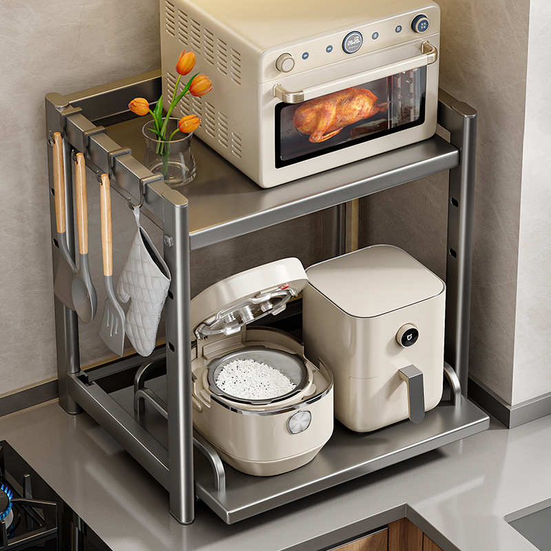 抽拉式微波炉置物架可调层距