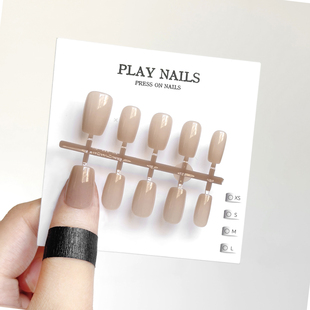 穿戴甲 纯色极简单色显白月方可拆卸快速美甲 超薄裸肤甲油胶贴片