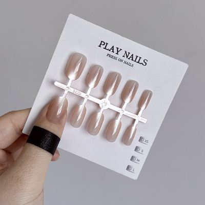 穿戴甲短椭圆猫眼短甲建构美甲 超短双光追光猫眼小光珠龙珠闪光