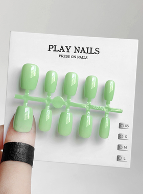 三分钟美甲 夏日绝美显肤色纯色单色建构穿戴甲短甲 涂甲油胶绿色