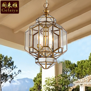 美式入户门厅灯走廊阳台灯户外防水凉亭灯别墅楼梯吊灯复古全铜灯