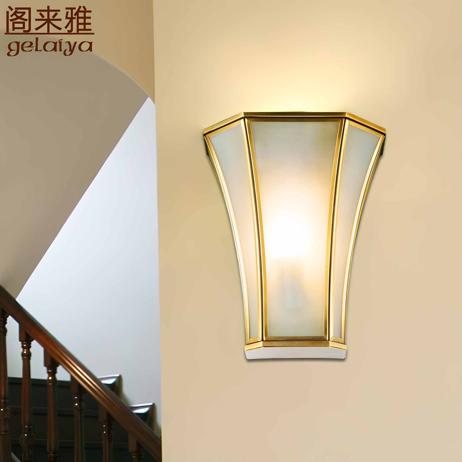 美式卧室床头灯单头壁灯欧式客厅背景墙壁灯楼梯玄关镜前灯全铜灯