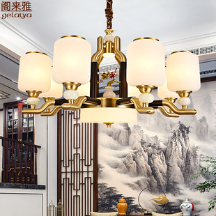 楼餐厅吊灯 中国风明清古典别墅复式 客厅吊灯复古全铜灯具 新中式