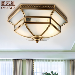 美式卧室吸顶灯简约欧式门厅走廊玄关灯阳台灯户外防水复古全铜灯