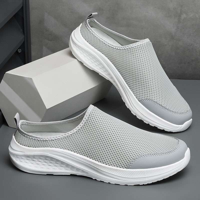 包头拖鞋夏季一字拖新款外穿无后跟网面男鞋休闲潮鞋软底半托鞋