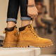 中帮男靴秋冬季 休闲工装 靴潮胖脚宽肥皮鞋 复古马丁靴男款 大码 4546