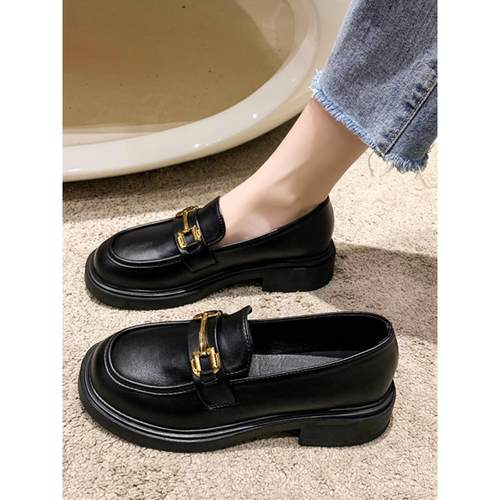 品牌金属搭扣小皮鞋女豆豆鞋2025年新款韩版单鞋子女日系jk乐福鞋